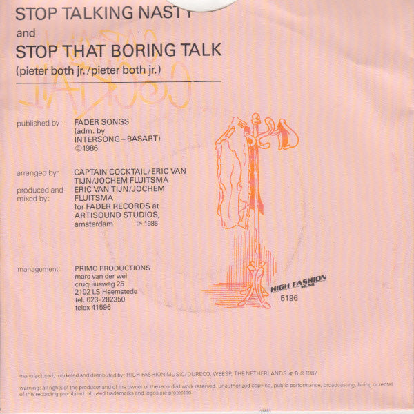 Captain Cocktail : Stop Talking Nasty (7", Single)
