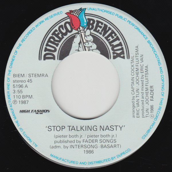 Captain Cocktail : Stop Talking Nasty (7", Single)