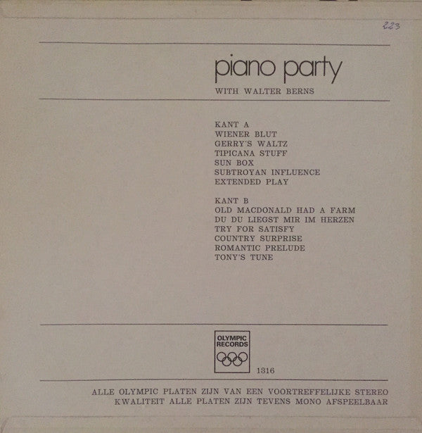 Walter Berns : Piano Party (LP, Album)