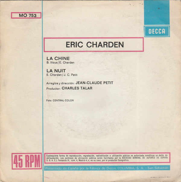Eric Charden : La Chine / La Nuit (7")