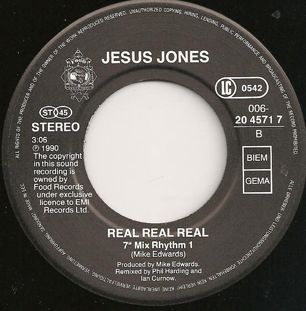 Jesus Jones : Real Real Real (7", Single)