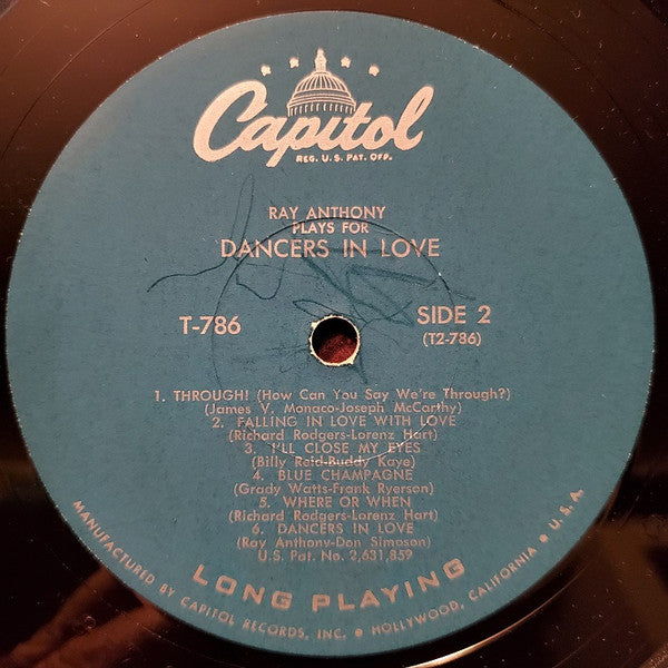 Ray Anthony : Plays For Dancers In Love (LP, Mono)