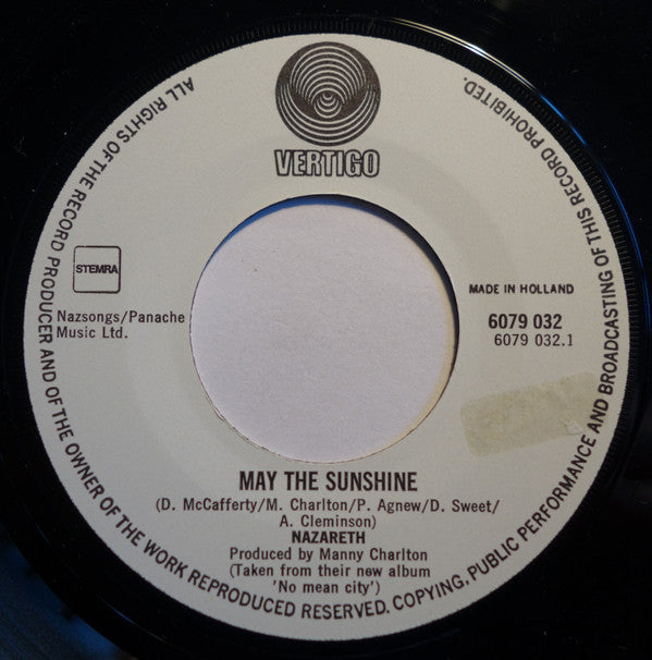 Nazareth (2) : May The Sunshine (7", Single)