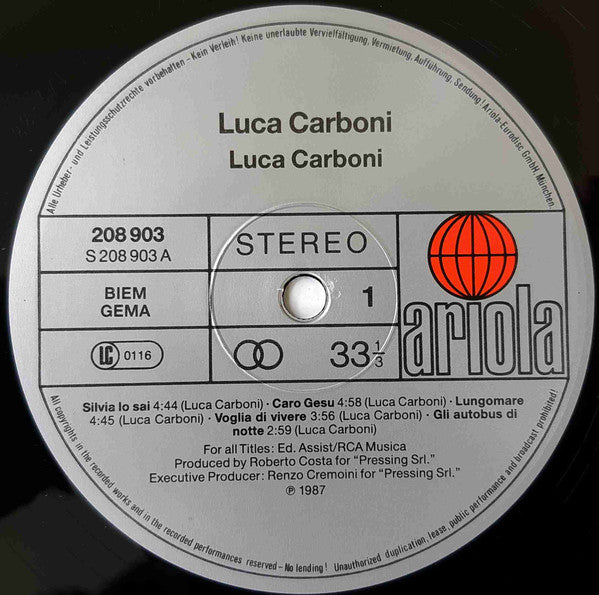 Luca Carboni : Luca Carboni (LP, Album)