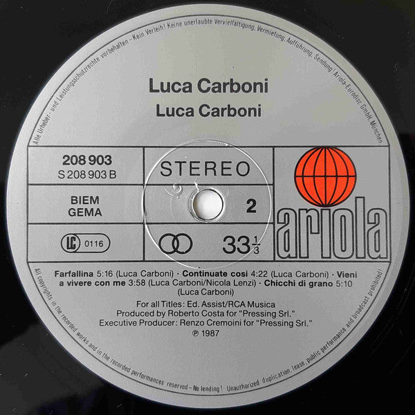 Luca Carboni : Luca Carboni (LP, Album)