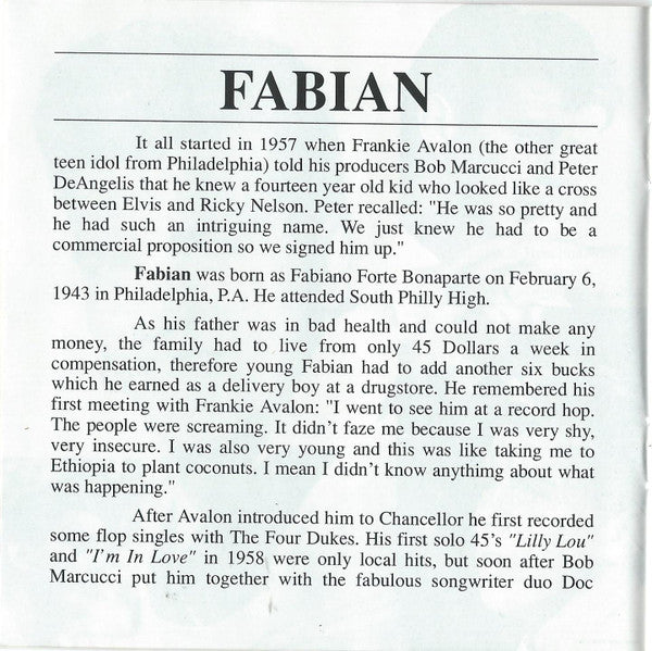 Fabian (6) : Hold That Tiger (CD, Album, RE)