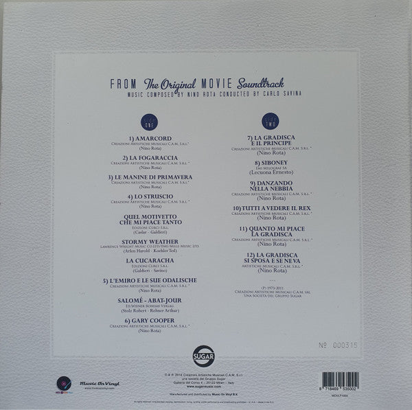 Nino Rota : Amarcord (LP, Album, Ltd, Num, RE, 180)