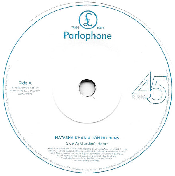 Natasha Khan & Jon Hopkins : Garden's Heart (7", S/Sided, RSD, Single, Etch, Ltd)