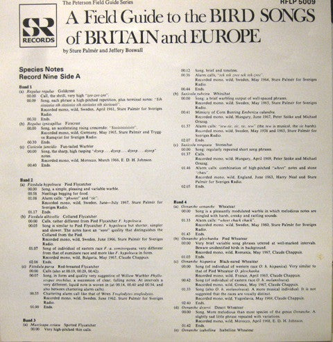 Sture Palmér And Jeffery Boswall : The Peterson Field Guide To The Bird Songs Of Britain And Europe, Record 9 (LP)