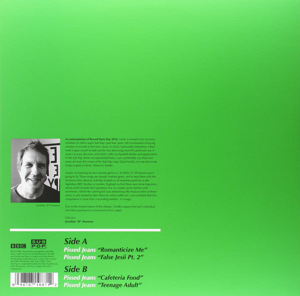 Pissed Jeans : The Best Of Sub Pop 2009-2013: "Live" At The BBC (12", EP, RSD, Ltd)