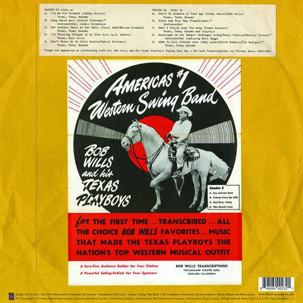 Bob Wills & His Texas Playboys : Transcriptions (LP, Album, RSD, Ltd, Red)