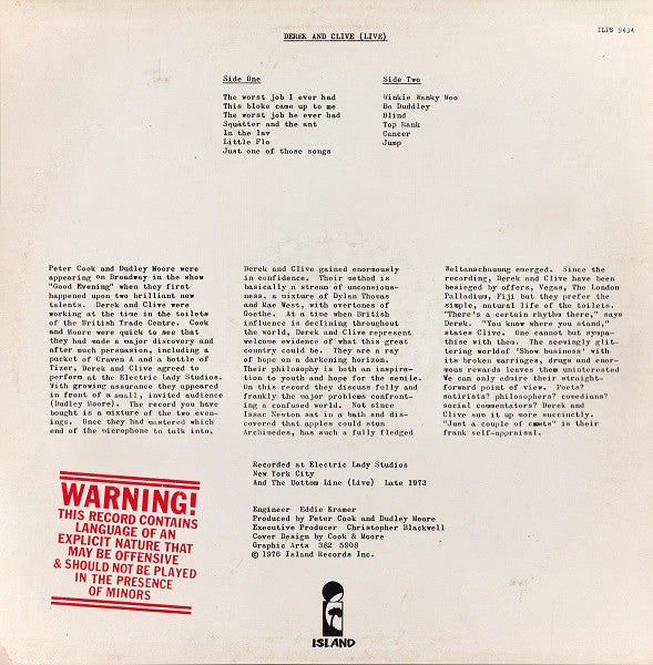 Peter Cook & Dudley Moore Present Derek & Clive : (Live) (LP, Album)