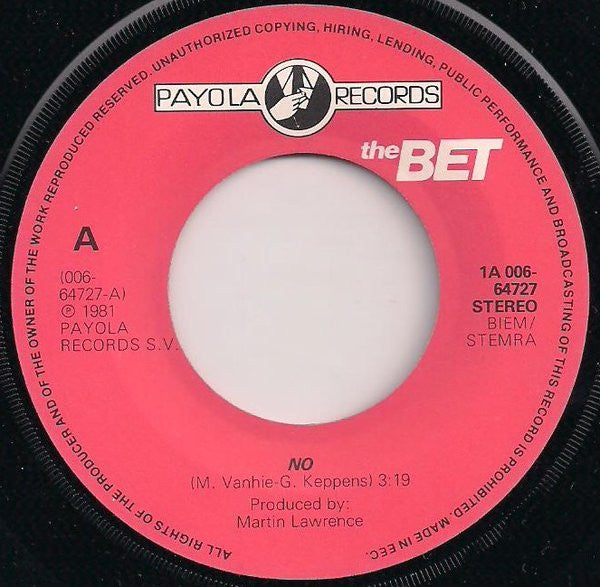 The Bet : No (7", Single)