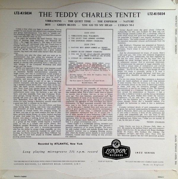 The Teddy Charles Tentet : The Teddy Charles Tentet (LP, Album, Mono)