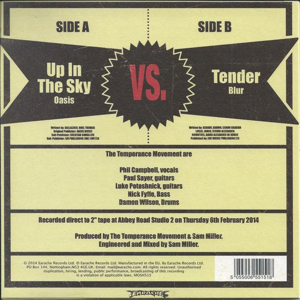 The Temperance Movement : Up In The Sky Vs. Tender (7", RSD, Ltd)