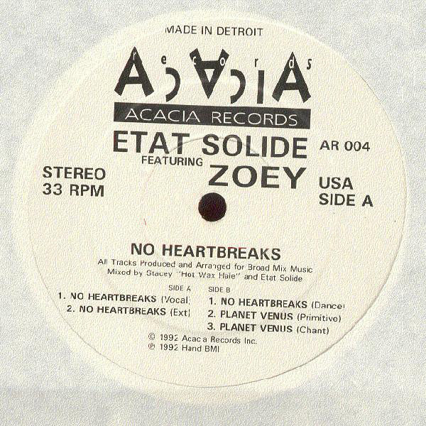 Etat Solide Featuring Zoey : No Heartbreaks (12")