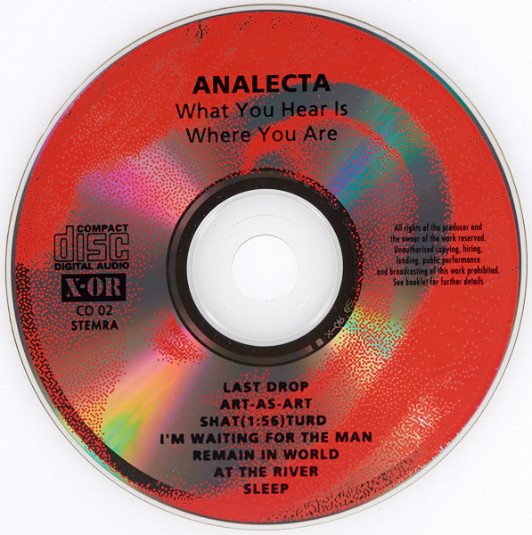 Analecta : What You Hear Is Where You Are (CD)