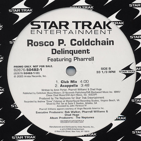 Rosco P. Coldchain Featuring Pharrell* : Delinquent (12", Promo)