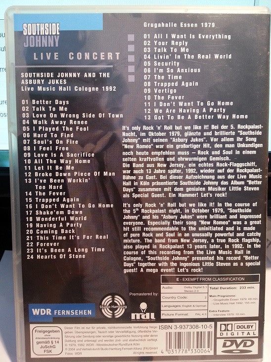 Southside Johnny & The Asbury Jukes : Southside Johnny At Rockpalast (DVD, PAL, Reg)