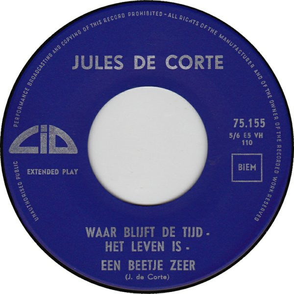 Jules de Corte : Levensliedjes Volume I (7", EP)