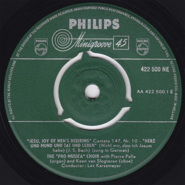 Johann Sebastian Bach / Georg Friedrich Händel - Pro Musica Bussum / Conductor: Lex Karsemeijer : Jesu, Joy Of Men's Desiring (7", EP)