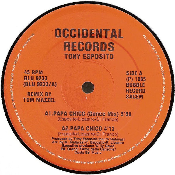 Tony Esposito : Papa Chico (Remix) (12", Maxi, Ora)