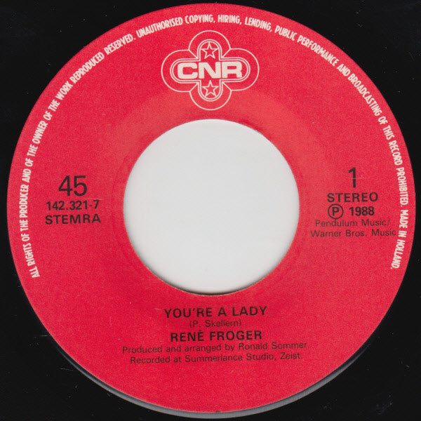 René Froger : You're A Lady (7", Single)