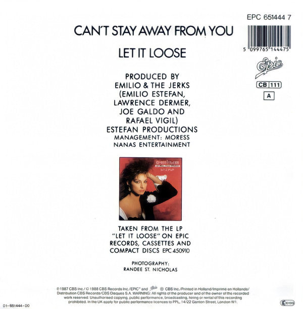 Miami Sound Machine : Can't Stay Away From You (7", Single)