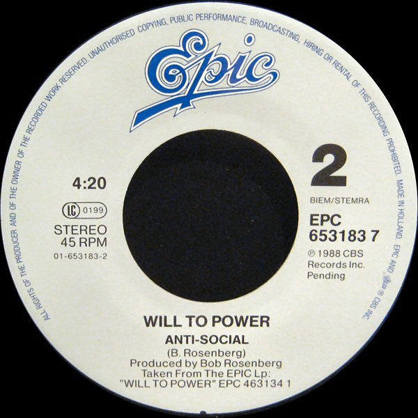 Will To Power : Freebaby (Baby, I Love Your Way/Free Bird) (7", Single)