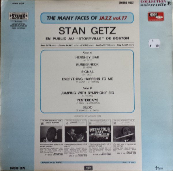 Stan Getz : En Public Au "Storyville" De Boston (LP, Album, RE)