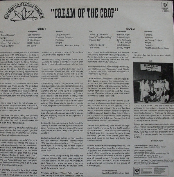 Bobby Knight's Great American Trombone Company : Cream Of The Crop (LP, Album)