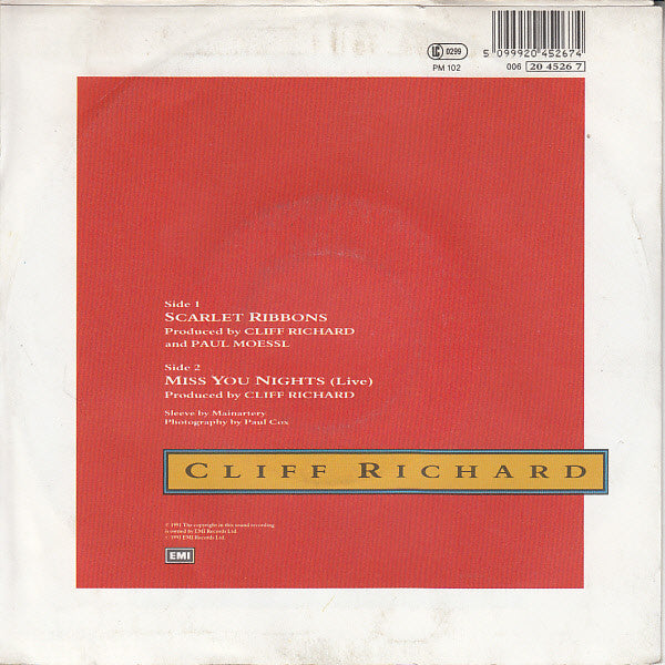 Cliff Richard : Scarlet Ribbons (7", Single)