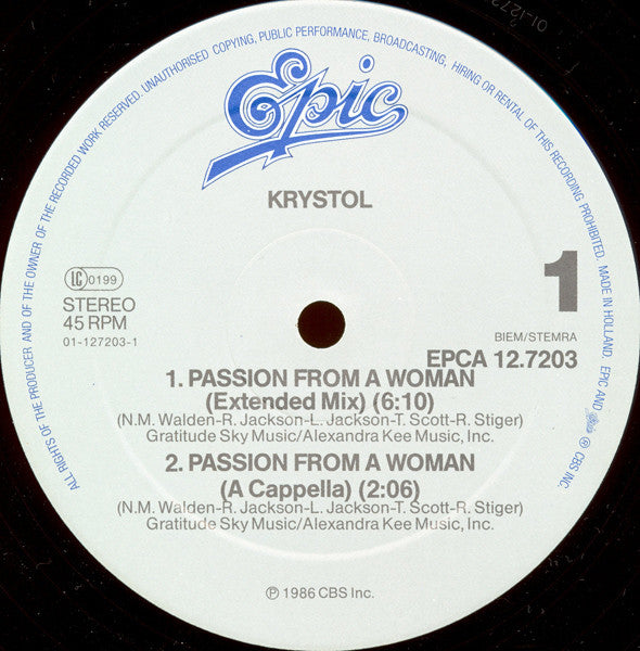 Krystol : Passion From A Woman (12", Maxi)