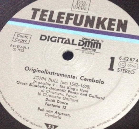 Bob van Asperen, John Bull : Original Instruments - Cembalo, Harpsichord, Clavecin (LP)