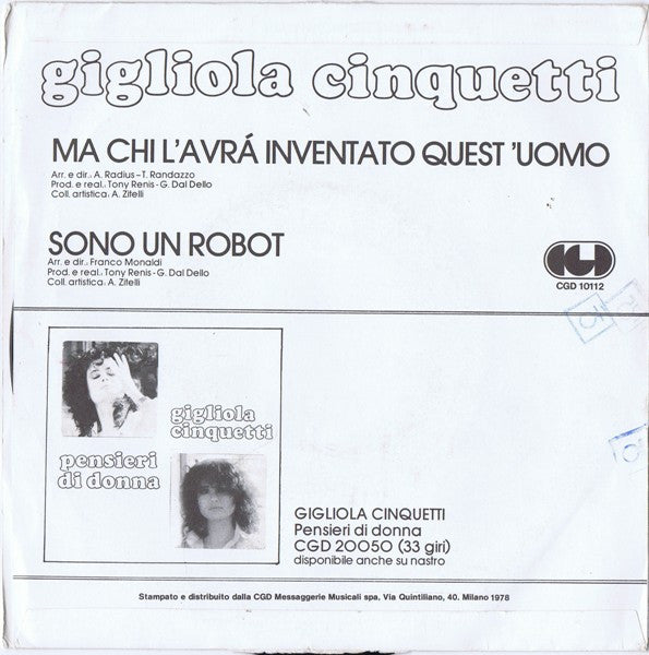 Gigliola Cinquetti : Ma Chi L'Avrà Inventato Quest'Uomo (7")