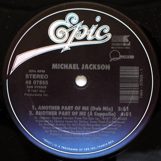 Michael Jackson : Another Part Of Me (12'' Mixes) (12")
