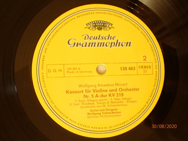 Wolfgang Amadeus Mozart - Berliner Philharmoniker Solist Und Dirigent:  Wolfgang Schneiderhan : Violinkonzerte: Nr. 4 D-dur Kv 218 / Nr. 5 A-dur Kv 219 (LP, Album)
