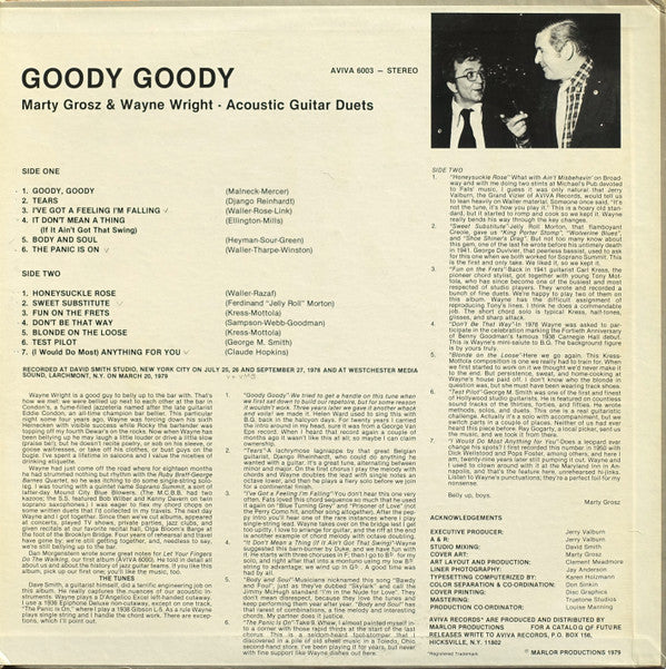 Marty Grosz & Wayne Wright (2) : Goody Goody (Acoustic Guitar Duets) (LP, Album)