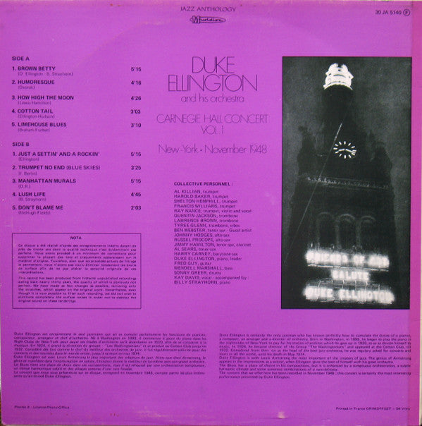 Duke Ellington And His Orchestra : Carnegie Hall Concert 1948, Vol 1 (LP)