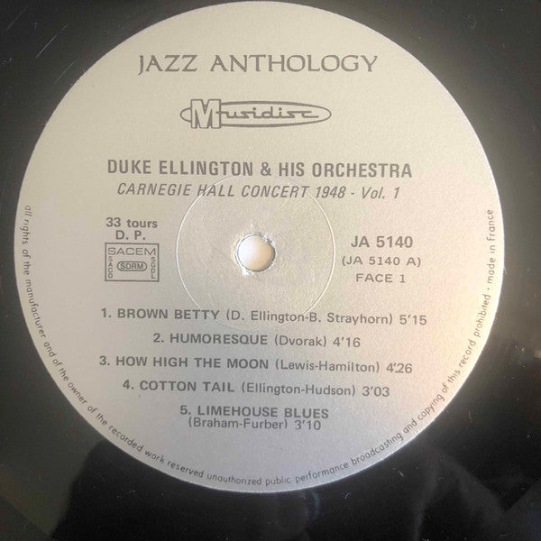 Duke Ellington And His Orchestra : Carnegie Hall Concert 1948, Vol 1 (LP)