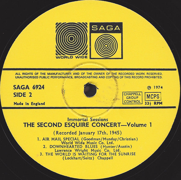 Various : The Second Esquire Concert, Volume 1 (LP)