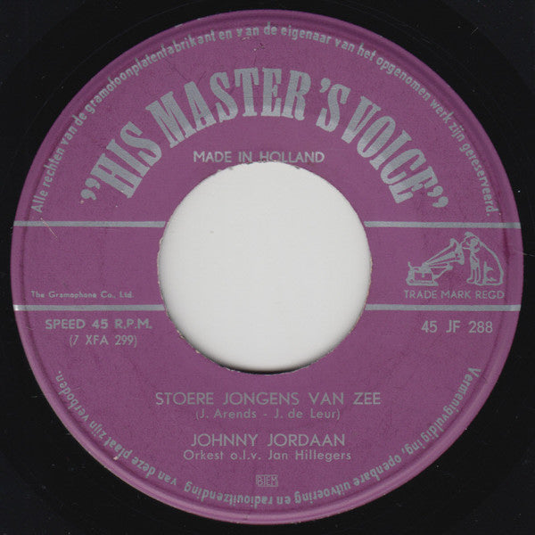 Johnny Jordaan : Stoere Jongens Van Zee (7")