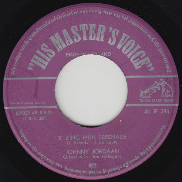 Johnny Jordaan : Stoere Jongens Van Zee (7")