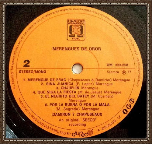 Damiron Y Chapuseaux : Merengues De Oror (LP, Album)