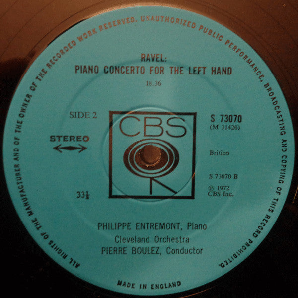 Maurice Ravel - Eugene Ormandy, Philippe Entremont, Pierre Boulez : Piano Concertos (LP)
