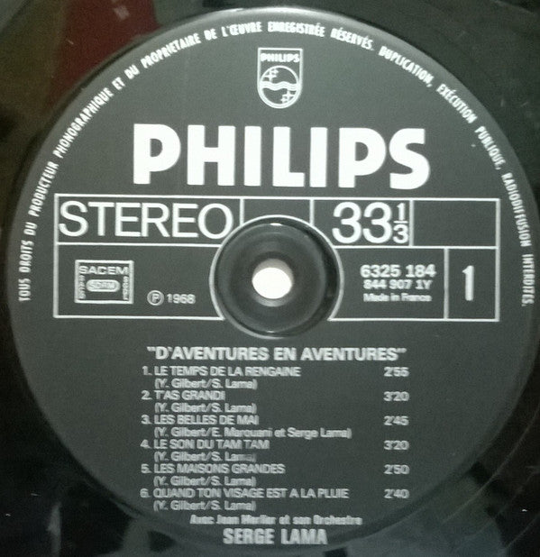 Serge Lama : D'Aventures En Aventures (LP, Album, RE)
