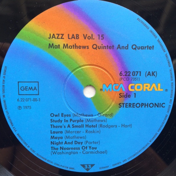 Mat Mathews Quintet & Quartet* Featuring Herbie Mann : Mat Mathews Quintet & Quartet (LP, Album, Comp, RE)