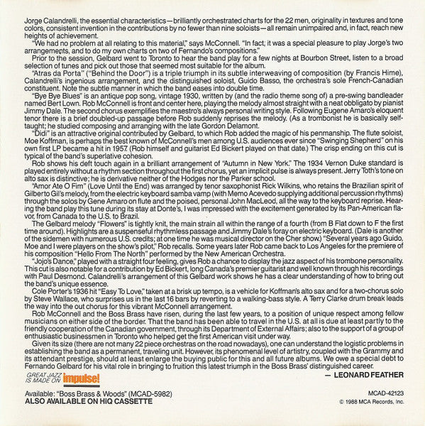 Rob McConnell & The Boss Brass : Atras Da Porta (CD)