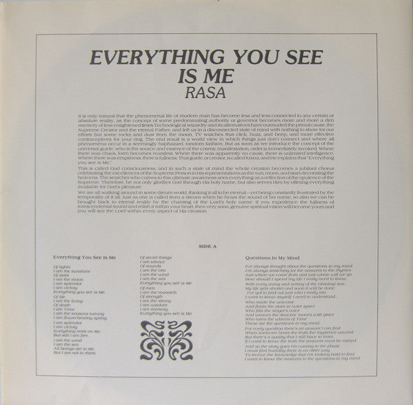 Rasa (9) : Everything You See Is Me (LP, Album)