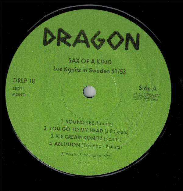 Lee Konitz : Sax Of A Kind (Lee Konitz In Sweden 1951/53) (LP, Mono)